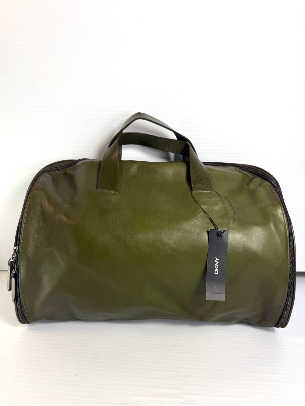 DKNY Olive Green Leather Duffel Bag